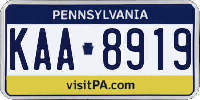 PA license plate KAA8919