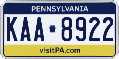 PA license plate KAA8922