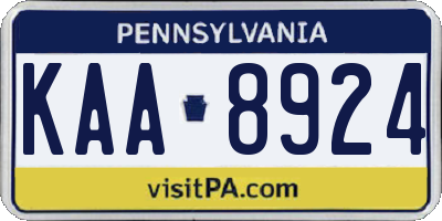 PA license plate KAA8924