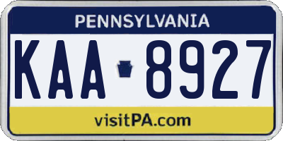 PA license plate KAA8927