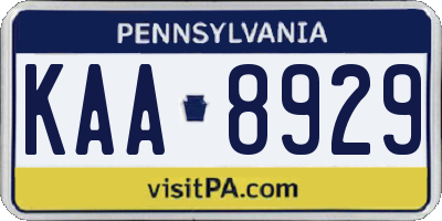 PA license plate KAA8929