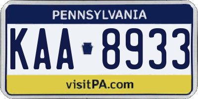 PA license plate KAA8933