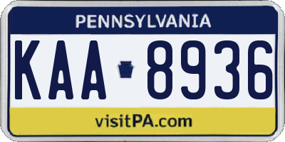 PA license plate KAA8936
