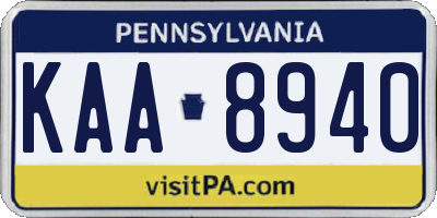 PA license plate KAA8940