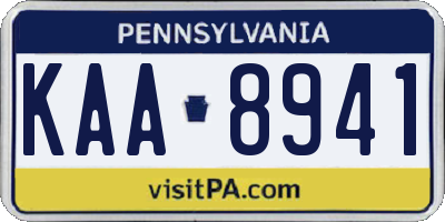 PA license plate KAA8941