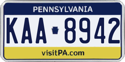 PA license plate KAA8942