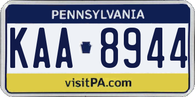 PA license plate KAA8944