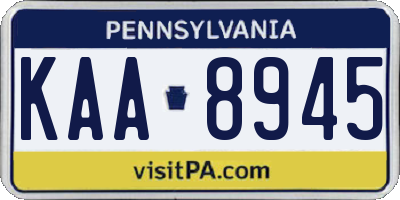 PA license plate KAA8945