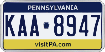 PA license plate KAA8947