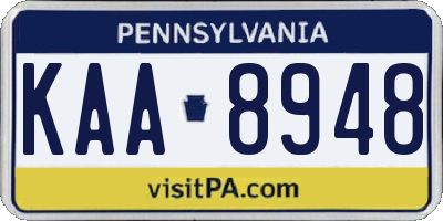 PA license plate KAA8948