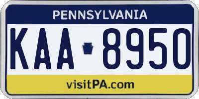 PA license plate KAA8950