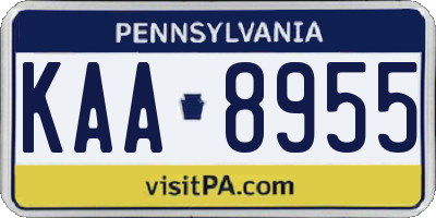 PA license plate KAA8955