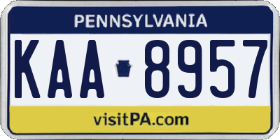 PA license plate KAA8957