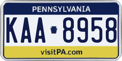 PA license plate KAA8958