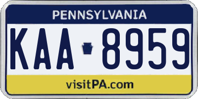 PA license plate KAA8959
