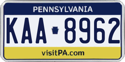 PA license plate KAA8962