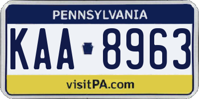PA license plate KAA8963