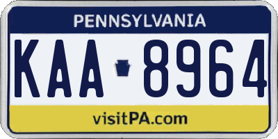 PA license plate KAA8964