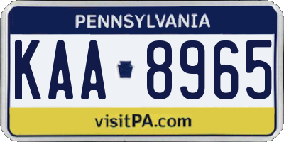 PA license plate KAA8965
