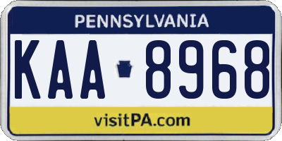 PA license plate KAA8968