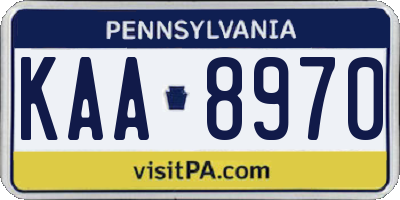 PA license plate KAA8970