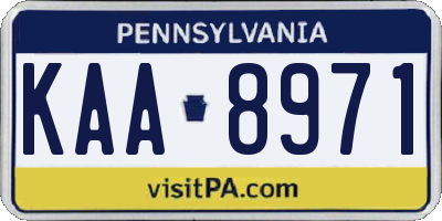 PA license plate KAA8971
