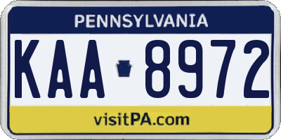 PA license plate KAA8972