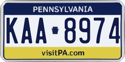 PA license plate KAA8974