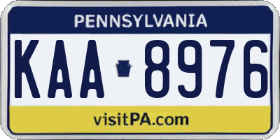 PA license plate KAA8976