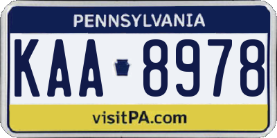 PA license plate KAA8978