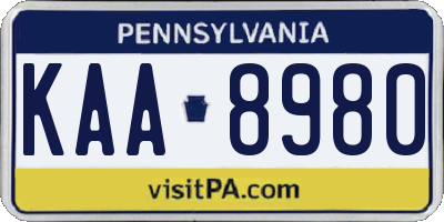 PA license plate KAA8980