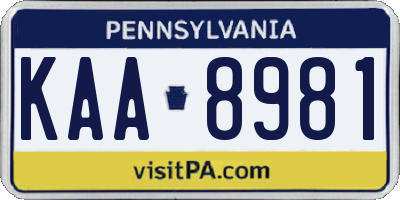 PA license plate KAA8981