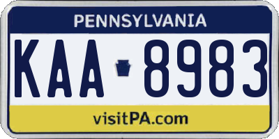 PA license plate KAA8983