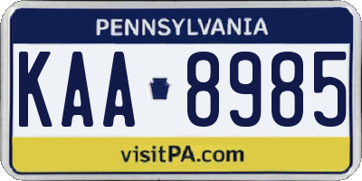 PA license plate KAA8985