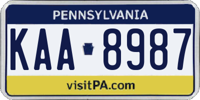 PA license plate KAA8987