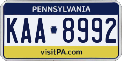 PA license plate KAA8992