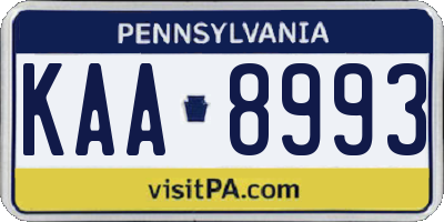 PA license plate KAA8993