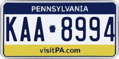 PA license plate KAA8994