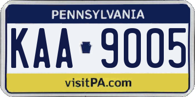 PA license plate KAA9005