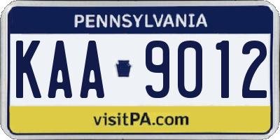 PA license plate KAA9012