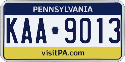 PA license plate KAA9013