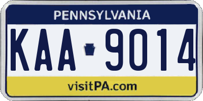 PA license plate KAA9014