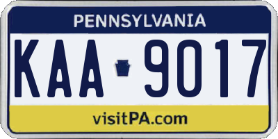PA license plate KAA9017