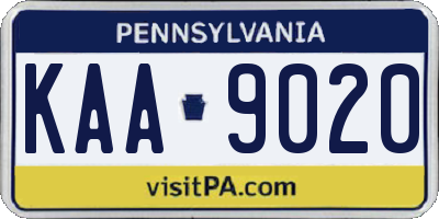 PA license plate KAA9020