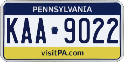 PA license plate KAA9022