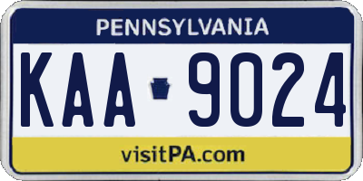 PA license plate KAA9024