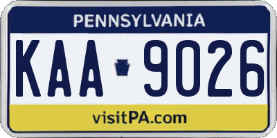 PA license plate KAA9026