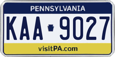 PA license plate KAA9027