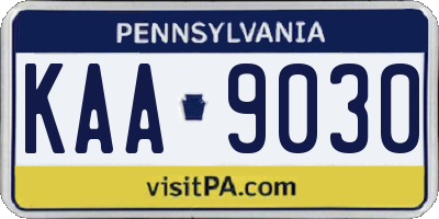 PA license plate KAA9030