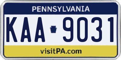 PA license plate KAA9031